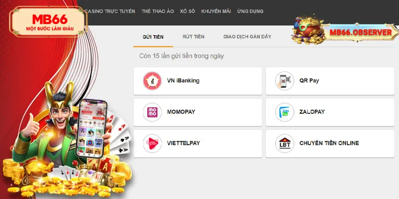 Nạp Tiền MB66 Thần Tốc Nâng Cao Trải Nghiệm Khách Hàng 2 MB66 cho phép nạp tiền bằng nhiều hình thức tiện lợi cho người chơi